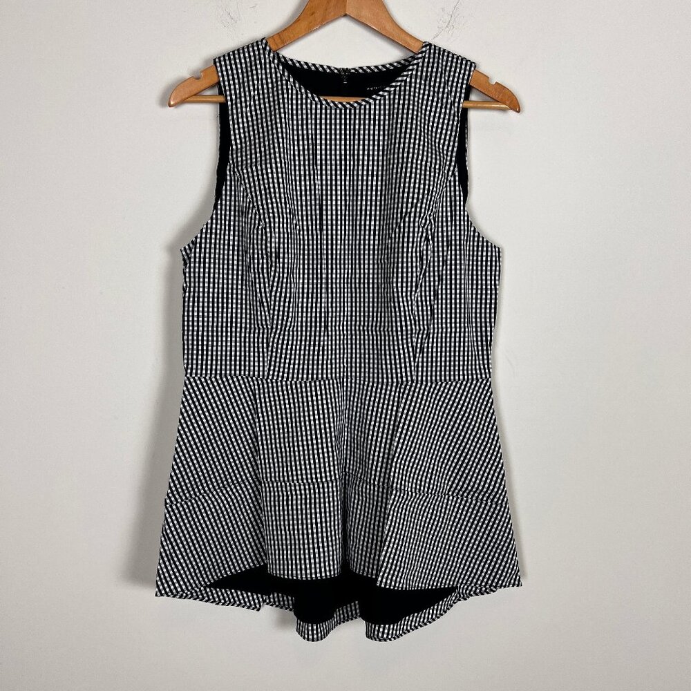 White House Black Market Black and White Checkered Top